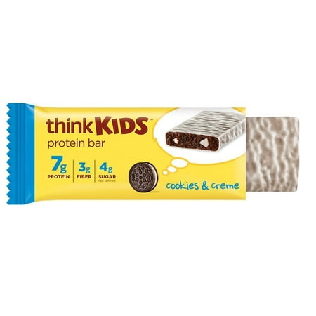 Protein Bars for Kids by ThinkKids - Snack Size for On The Go, 7g Protein, Gluten Free, GMO Free, No Artificial Colors or Flavors - Cookies & Creme (5 Bars) Cookies &