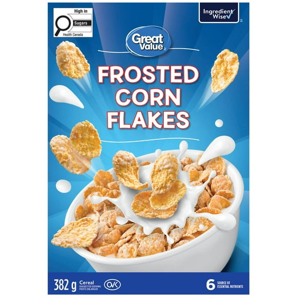 Great Value Frosted Corn Flakes Cereal, 382 g