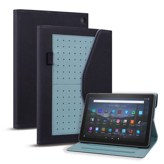 SaniMore Wallet Case for Amazon Fire HD10 2021/HD10 Plus 2021, PU Leather Magnetic Closure Cover Support Pencil Holder Card Slot & Adjustable Kickstand Full Body Protective Shell, Black