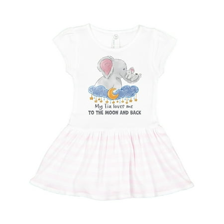 

Inktastic My Tia Loves me to the Moon and Back Elephant Family Gift Toddler Girl Dress