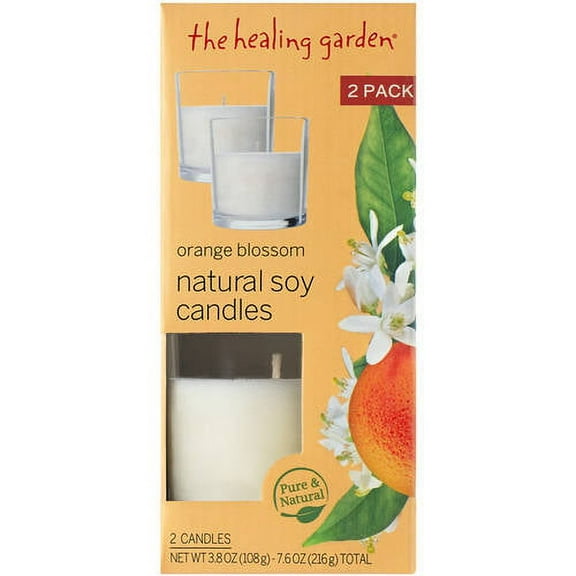 The Healing Garden Orange Blossom Natural Soy Candles, 3.8 oz, 2 ct