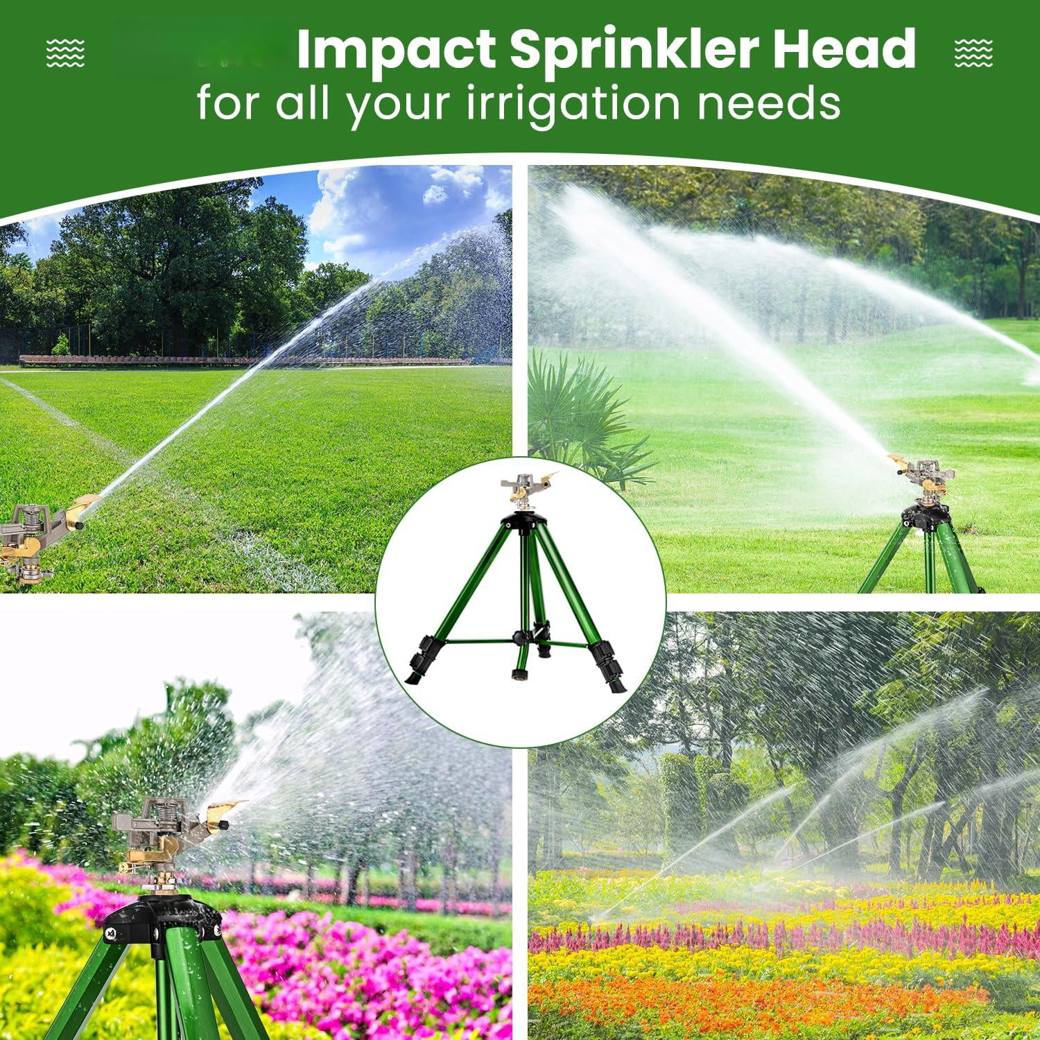 Impact Sprinkler On Tripod Base  2 Pack Lawn Sprinklers For Yard With 360 Degree Large Area Coverage Extra Tall Heavy Duty Water Lawn/yard/garden