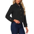 thumbnail image 6 of REFINED ATTIRE Women's Short Peacoat Turn Down Collar Single Breasted Button Closure Overcoat Black XS, 6 of 6