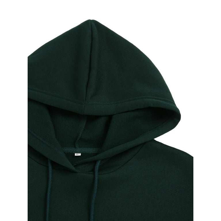 Casual Plain Hooded Zip Up Long Sleeve Dark Green Women
