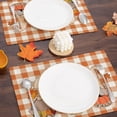 thumbnail image 3 of Manteles individuales de otoño para mesa de comedor, juego de 4 manteles individuales a cuadros de búfalo naranja, decoración de otoño de Acción de Gracias de granja para interiores y exteriores,, 3 of 5