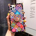 thumbnail image 2 of Compatible with iPhone 12 Pro Max 6.7 Inch Square case with Ring Holder for Women Girls Elegant Retro Flower Soft Metal Edge Reinforced Corners Shockproof Kickstand Protective Cover Case, 2 of 7