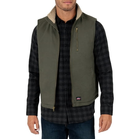 Genuine Dickies Mens Sherpa Lined Canvas Vest with Zip Utility Pocket