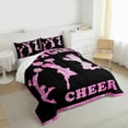 thumbnail image 3 of Castle Fairy 3-Piece Full Size Comforter Set, Black and Pink Cheer Sport Print, 3 of 8