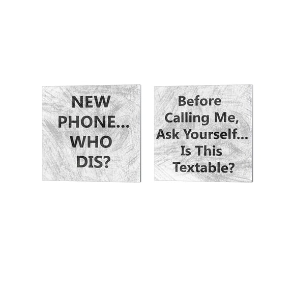 Phone Snark by Sharon Chandler Canvas Art Set of 2 14 inch X 14 inch Each