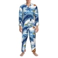 thumbnail image 3 of Sikiie Marine Animals Mens Pajama Set, Soft Warm Long Sleeve Sleepwear, Cozy Button-Down Pjs for Men-Medium, 3 of 7