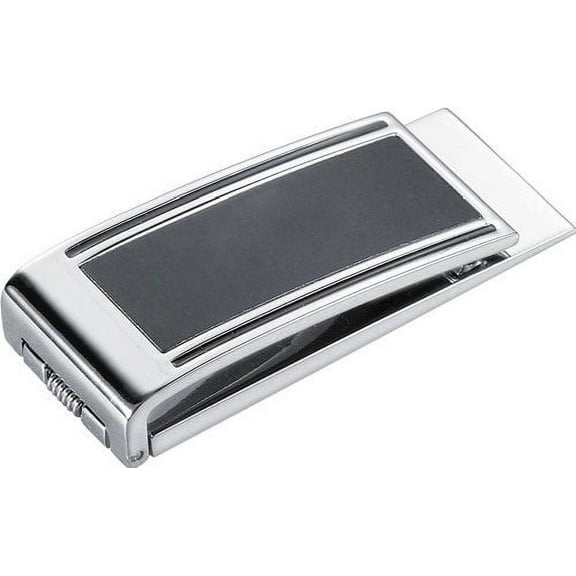 Visol Mens Mural Stainless Steel and Black Matte Money Clip, Silver, Regular