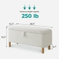 thumbnail image 3 of 39.5" Boucle Storage Ottoman Bench for Living Room Bedroom Foot Rest End of Bed,Upholstered Entryway Seating,Solid Wood Leg,Ivory White, 3 of 10