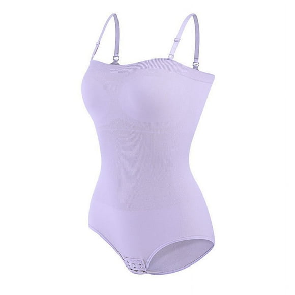 Women Convertible Tube Top Bodysuit Shirt Strapless Sleeveless Body Suits One Piece Leotard (Light Purple, M)