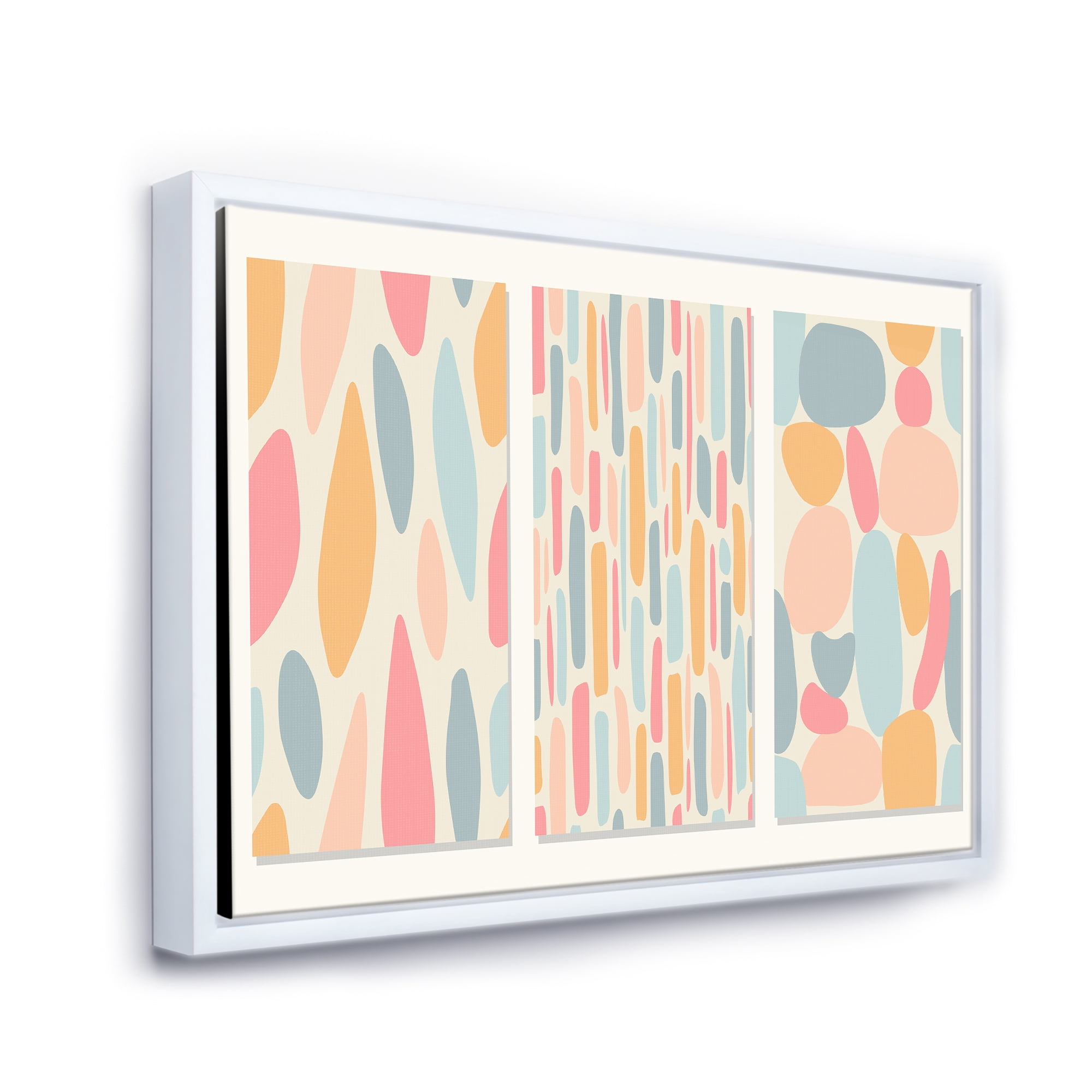 Designart 'Patchwork of Pastel Organic Shapes' Modern Framed Canvas Wall Art Print