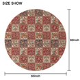 thumbnail image 6 of Red Boho Ethnic Floral Patchwork Pattern Round Tablecloth 60"x60",Wrinkle Wipeable Table Cloth for Kitchen Dining Room Picnic Patio Party, 6 of 6