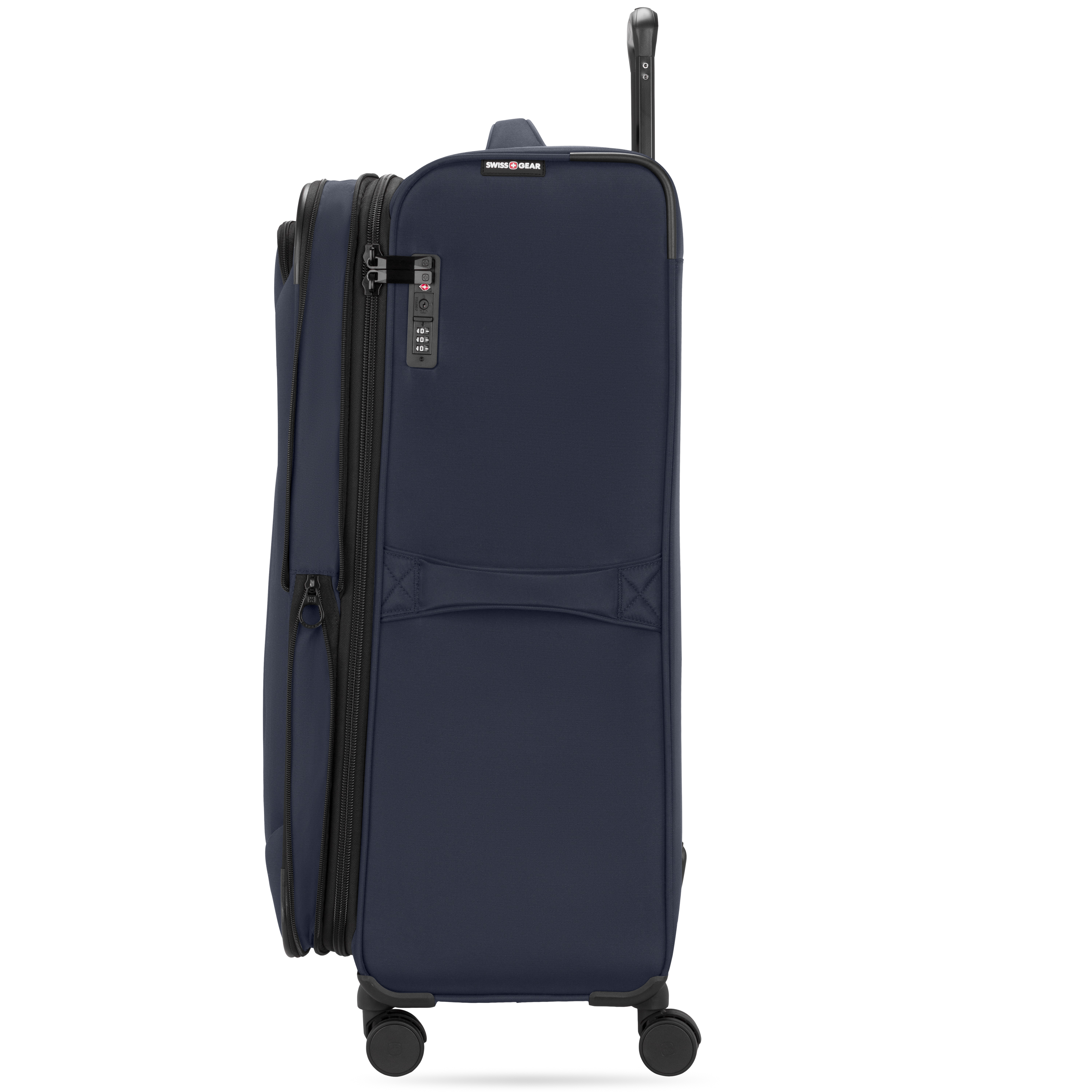 SWISSGEAR Stride 3-Piece Expandable Spinner Luggage Set, Peacoat Blue, with 8 Wheels and Built-in TSA Lock