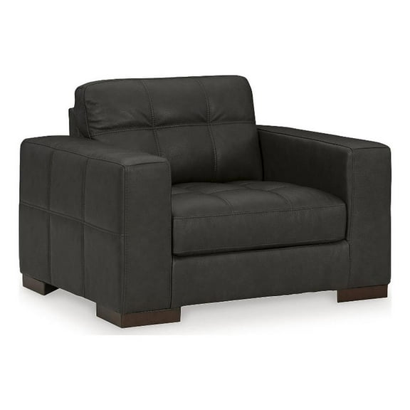 Bowery Hill Leather Modern Corner-blocked frame Oversized Chair