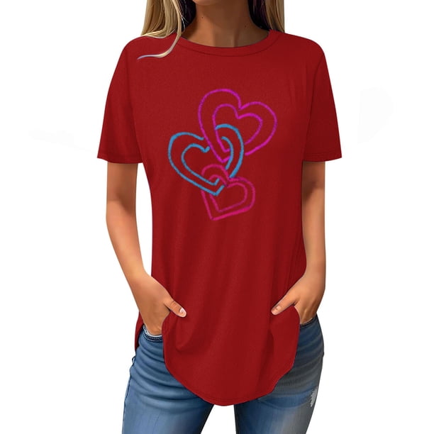 Camisetas de Manga Corta para las Mujeres Cuello Redondo Casual 3/4 Camiseta de Manga, Ligera Imitación de Algodón Cuatro Estaciones Top para el Hogar Y el Uso Diario