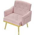 thumbnail image 1 of SYNGAR Accent Chair for Living Room, Bedroom Comfy Reading Armchair, Mid Century Modern Arm Chair Soft Upholstered Cozy Side Single Sofa Chair Relaxing Seating, Golden Metal Legs, Pink, 1 of 7