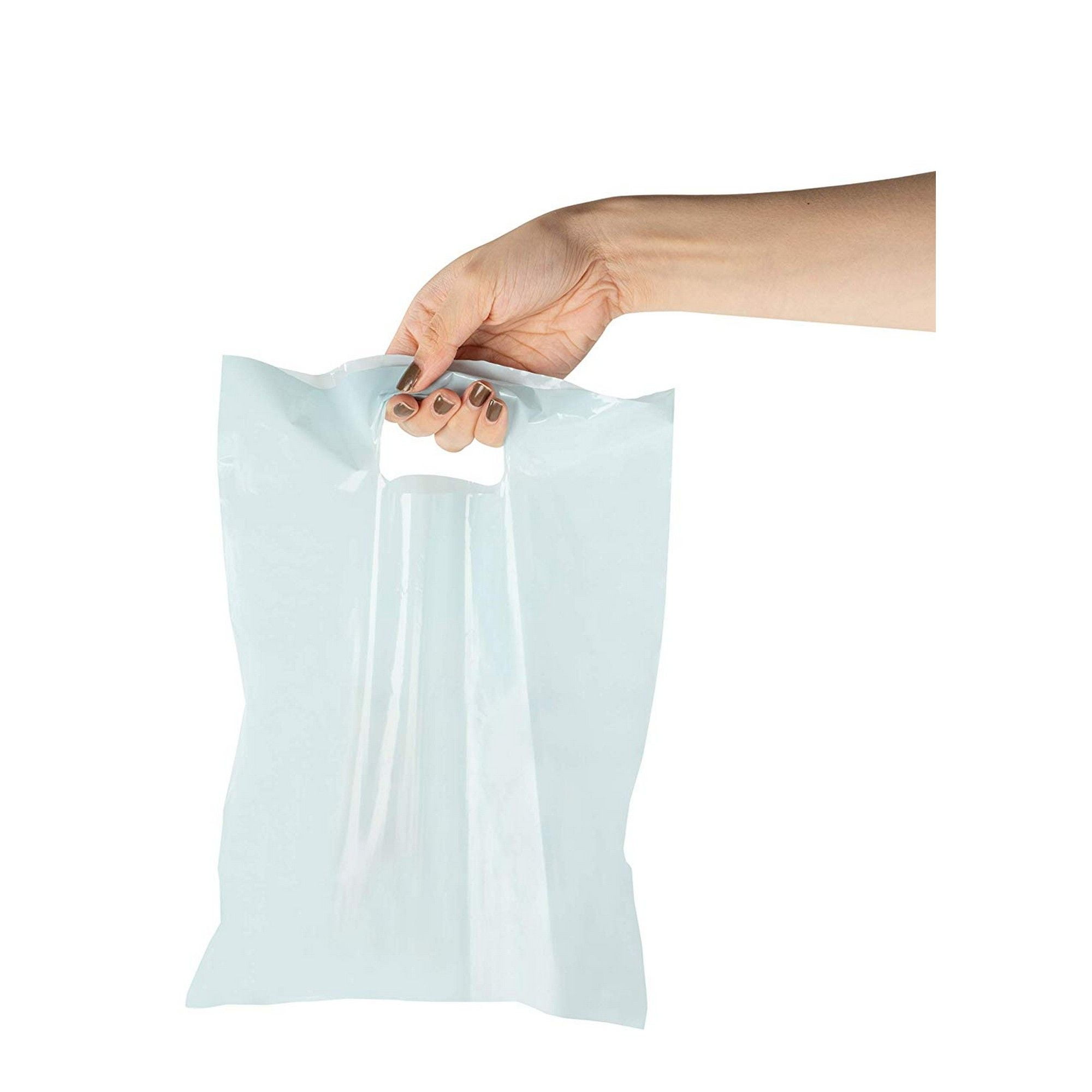 Plastic Goodie Bags 100Pack Loot Bags with DieCut Handles, 4