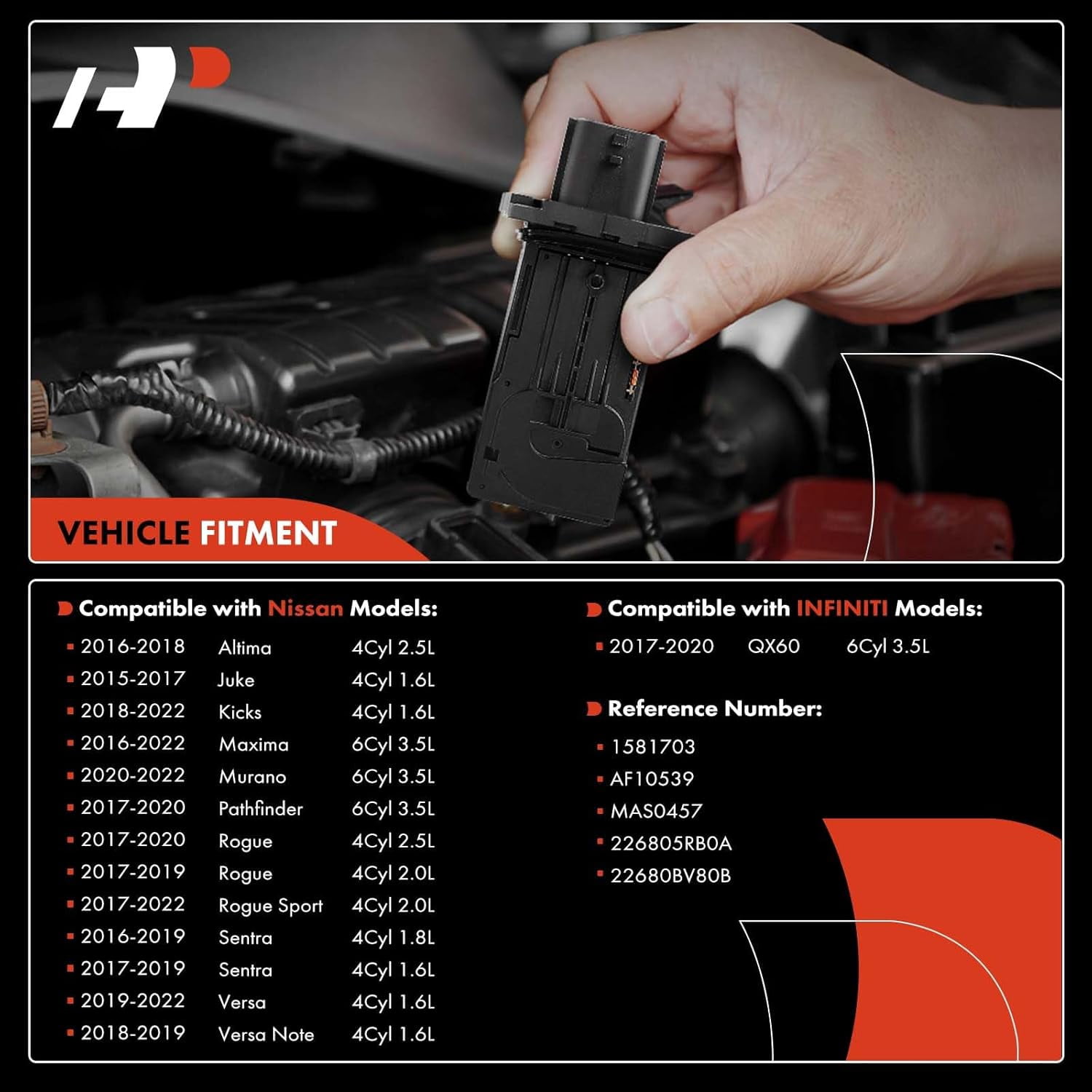 A-Premium Mass Air Flow Sensor Meter MAF Compatible with Nissan & Infiniti Cars - 16-20 - Altima, Maxima, Murano, Pathfinder, Sentra, Rogue Sport, Kicks, Versa Note, Juke, QX60, Replace# 226805RB0A