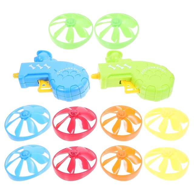KAKOWELY 2 Sets of Flying Disc Saucer Launcher Cat Fetch Toy Flying Propellers Interactive Exercising Toy Random Style,4.13X"X0.94"X2.95"