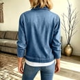 thumbnail image 5 of Womens Jeans Jacket Solid Color Lapel Zipper Denim Casual Outerwear Jacket for Spring and Fall, 5 of 5