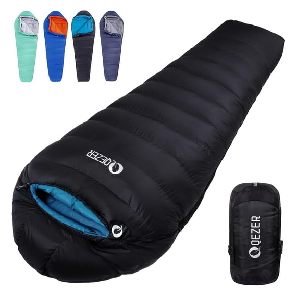 Saco de dormir QEZER Down Mummy 600, capacidad de llenado de 18 °F a -11 °F