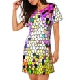 thumbnail image 2 of Pofeuu Colorful Tie Dye Stained Glass 3 Print Women's Loose Fit Short Sleeve Nightgown, Comfortable Sleep Dress for Women, Casual Lounge Sleepwear, Soft Cotton Sleep Dress, 2 of 6