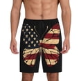 thumbnail image 1 of Balery Patriotic USA Butterfly Art Pantalones cortos de pijama de punto de algodón para hombre con cinturilla y bolsillos-Medium, 1 of 6