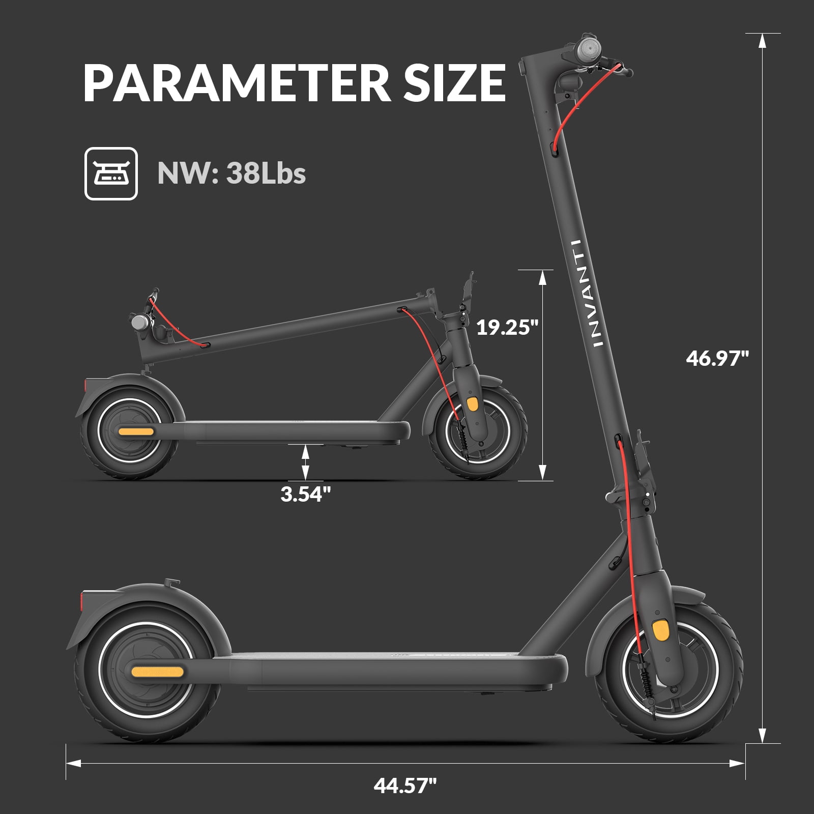 INVANTI W12S 350W Electric Scooter for Adults, 10”Honeycomb Tires, 20mph & 14Miles Range, Portable Folding Commuting E-Scooter with Turn Signals & App Control