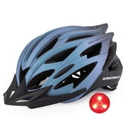 L117 Road Bike Helmet Men Women Bicycle Cyling Helmets Lightweight with Rear Safety Light Removable Visor (Light Blue, L(56-61CM))