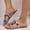 Silver, variant on Women's Geometric Buckle Double Strap Flat Sandals Metallic Glossy Slip On Shoes for Dressy Casual Gold 5.5