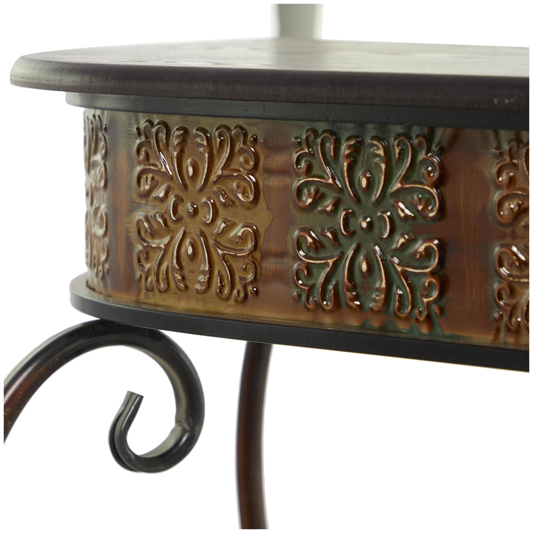 DecMode Traditional Brown Wood and Metal Console, Entryway, Hallway Table with Ornate Detailing and Round Edges, 43"W x 32"H