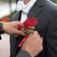 thumbnail image 4 of Uxcell Wedding Wrist Corsage, 6 Pcs Prom Party Artificial Flower Wrist Corsage, Dark Orange, 4 of 6