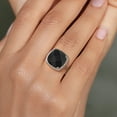 thumbnail image 5 of Gem Stone King 10K White Gold Black Onyx and White Created Sapphire Halo Engagement Ring for Women (5.77 Cttw, Cushion Checkerboard 12MM, Gemstone December Birthstone, Size 5 to 9), 5 of 5