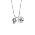 thumbnail image 3 of Delight Jewelry Silvertone Star of David Spinner Silvertone Script Initial Disc - H - Charm Necklace, 20"+3", 3 of 4