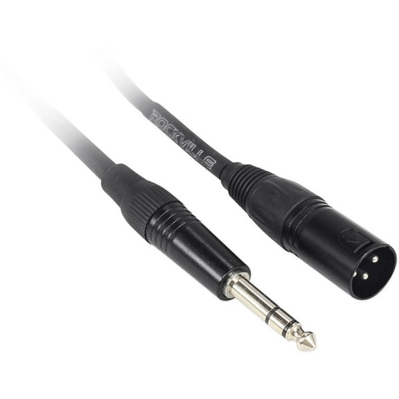 Rockville RCXMB30B 30' Male REAN XLR to 1/4'' TRS Cable Black 100% Copper