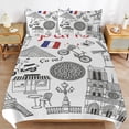 thumbnail image 6 of 3 Pcs Soft Bedding Set, Includes 1 Duvet Cover with Zipper And 2 Pillow Shams,Paris Sketch Hand Drawn Queen(90"×90"), 6 of 8