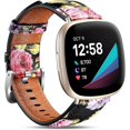 thumbnail image 1 of Compatible with Fitbit Sense and Fitbit Versa 3 Bands for Women Girls, Top Grain Leather Band Pattern Wristband for Fitbit Sense & Versa 3 Smartwatch, 1 of 4