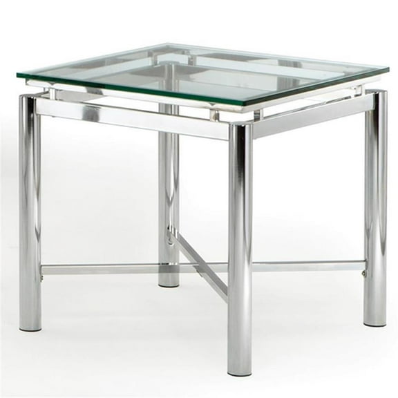 Steve Silver Nova Contemporary Glass Top and Chrome Base End Table