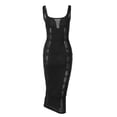 thumbnail image 3 of Franhais Women Hollow-Out Tank Dress, Summer Solid Color Low-Cut Bodycon One-Piece for Ladies, 3 of 4