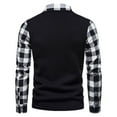 thumbnail image 4 of IROINNID Men's Sweater Turndown Lapel Long Sleeve Knit Short Plaid Leisure Shirt Lattice Fake Two Splicing Turndown Sweater, 4 of 9