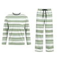 thumbnail image 4 of Everyday Striped Pajama Set For Men Long Sleeve Crew Neck Shirt Drawstring Elastic Waist Button Fly Long Lounge Pants, 4 of 8