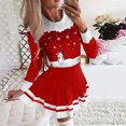 thumbnail image 2 of Lanhui Women Casual Round Neck Christmas Deer Snowflake Print Long Sleeve Mini Dress, 2 of 6