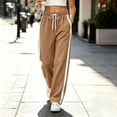 thumbnail image 5 of Ruohan Women's Wide Leg Sweatpants, High Waist Drawstring Track Pants with Pockets, Side Stripe, 5 of 8