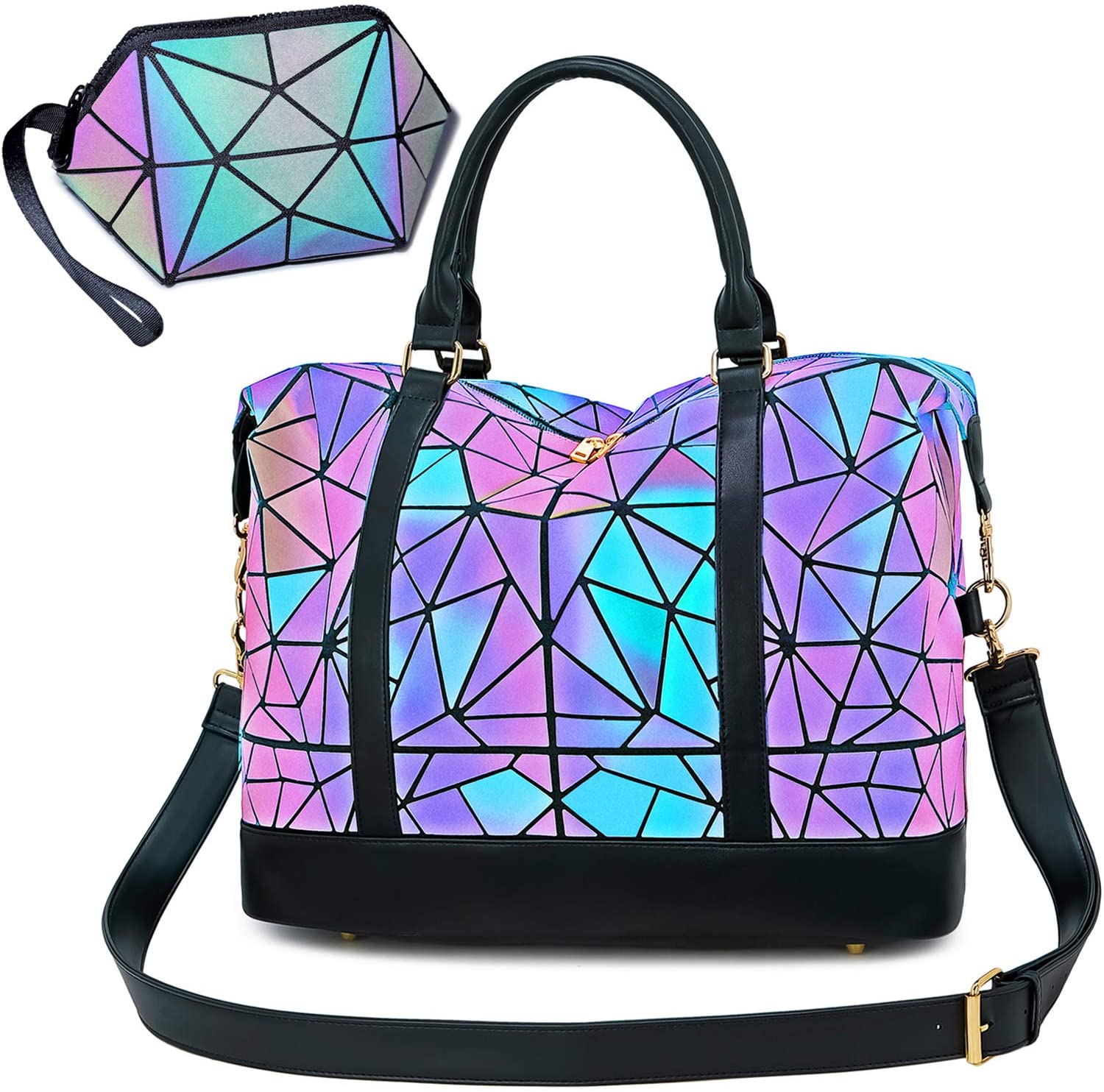 Geometric Luminous Weekender Bag Women 