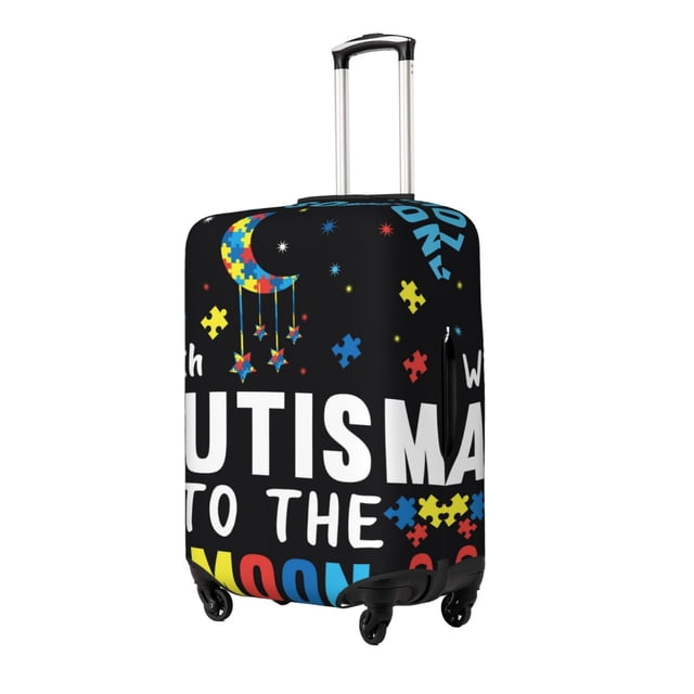Balery I Love With Autism To The Moon And Back Funda de equipaje, fundas para maletas, elástica, lavable, protector de maletas, compatible con maletas de 18 a 32 pulgadas-Medium