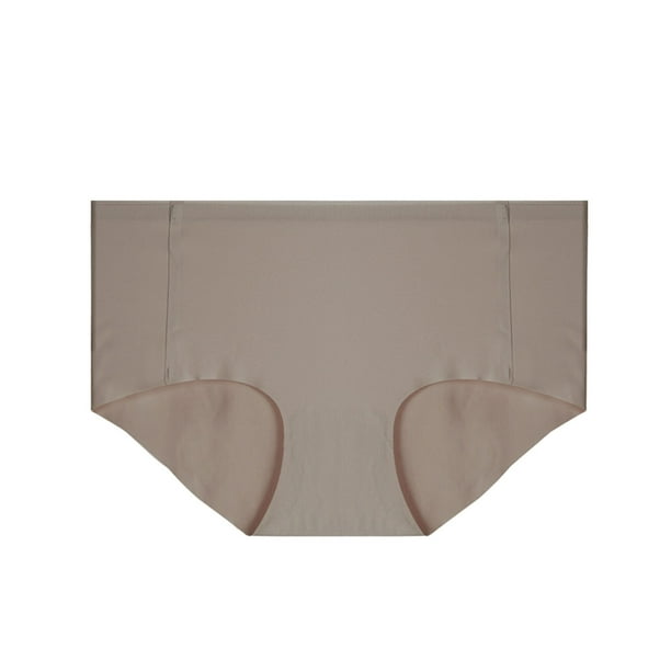 Gibobby Pantaletas para mujer Bragas transpirables de cintura media sin costuras de seda de hielo triangulares sexis de Color sólido para mujer(Caqui,G)