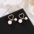 thumbnail image 2 of Precioso corazón de melocotón cruzado con perlas de imitación, estilo dulce, pendientes de tuerca, joyería para mujer Oro Sunnimix Stud de oreja de corazón de melocotón, 2 of 8